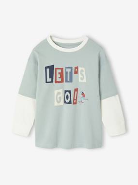 Tee-shirt effet superposition floqué garçon - vertbaudet enfant Garçon-T-shirt, polo, sous-pull-Tee-shirt effet superposition floqué garçon