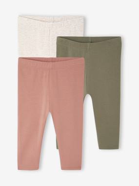 Pack of 3 Plain Leggings for Babies, BASICS - vertbaudet enfant Baby-Trousers & Jeans-Pack of 3 Plain Leggings for Babies, BASICS