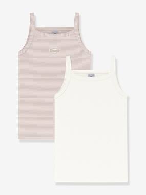 Pack of 2 Cotton Tank Tops with Thin Straps, PETIT BATEAU - vertbaudet enfant Girls-Pack of 2 Cotton Tank Tops with Thin Straps, PETIT BATEAU