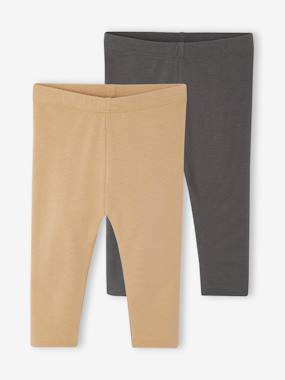 Baby Girls' Pack of 2 Long Leggings - vertbaudet enfant Baby-Trousers & Jeans-Baby Girls' Pack of 2 Long Leggings