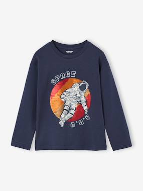 T-shirt garçon manches longues sequins réversibles - vertbaudet enfant Garçon-T-shirt, polo, sous-pull-T-shirt garçon manches longues sequins réversibles