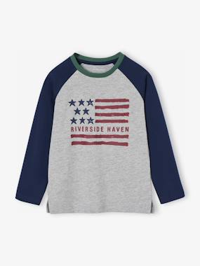Tee-shirt garçon manches longues contrastées - vertbaudet enfant Garçon-T-shirt, polo, sous-pull-Tee-shirt garçon manches longues contrastées