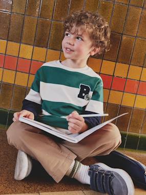 Tee-shirt rayé effet double manches - vertbaudet enfant Garçon-T-shirt, polo, sous-pull-Tee-shirt rayé effet double manches