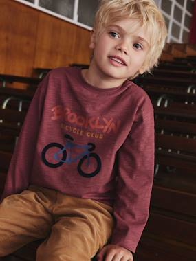 Flocked Long-Sleeved T-Shirt for Boys - vertbaudet enfant Boys-Flocked Long-Sleeved T-Shirt for Boys