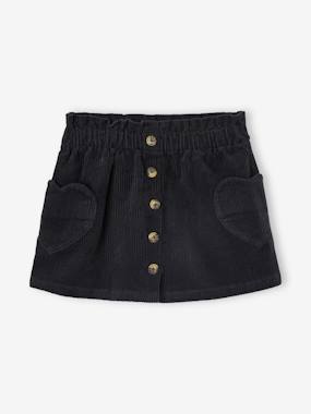 Corduroy Skirt with Heart Pockets for Girls - vertbaudet enfant - Corduroy Skirt with Heart Pockets for Girls