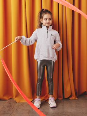 Metallic Sportswear Set for Girls: Sweatshirt & Leggings - vertbaudet enfant Girls-Metallic Sportswear Set for Girls: Sweatshirt & Leggings
