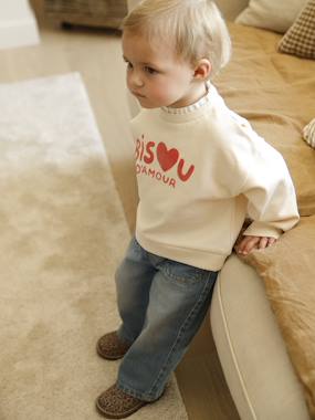 Sweatshirt and wide-leg jeans set for babies - vertbaudet enfant Sweatshirt and wide-leg jeans set for babies - vertbaudet enfant