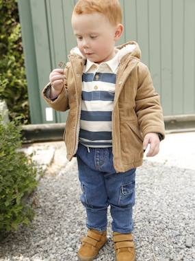 Corduroy coat for babies with faux fur lining - vertbaudet enfant Corduroy coat for babies with faux fur lining - vertbaudet enfant