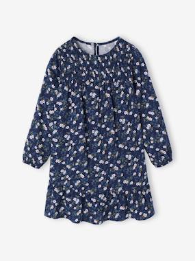Robe à smocks motifs fleurs fille - vertbaudet enfant Fille-Robe à smocks motifs fleurs fille