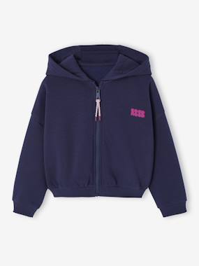 Cropped Sweatshirt with Zip, for Girls - vertbaudet enfant -Cropped Sweatshirt with Zip, for Girls
