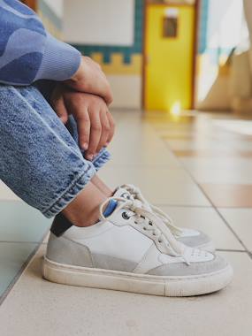 Leather Trainers with Laces & Zip for Children - vertbaudet enfant