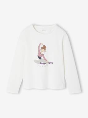 Long-Sleeved T-Shirt with Dancer Motif for Girls - vertbaudet enfant Girls-Long-Sleeved T-Shirt with Dancer Motif for Girls