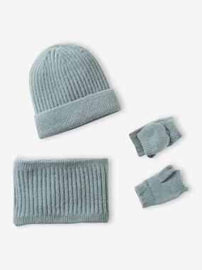 Beanie + Snood + Gloves/Mittens Set for Girls - vertbaudet enfant Girls-Beanie + Snood + Gloves/Mittens Set for Girls