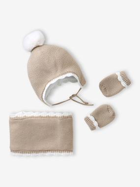 Scalloped Beanie, Snood & Mittens Set for Babies - vertbaudet enfant Scalloped Beanie, Snood & Mittens Set for Babies - vertbaudet enfant