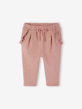 Fleece Trousers for Baby Girls - vertbaudet enfant Baby-Trousers & Jeans-Fleece Trousers for Baby Girls
