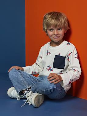 Tee-shirt manches longues HAPPY LA imprimé garçon - vertbaudet enfant Garçon-T-shirt, polo, sous-pull-Tee-shirt manches longues HAPPY LA imprimé garçon