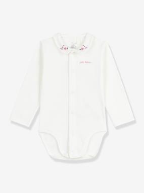 Bodysuit with Embroidered Collar for Babies, PETIT BATEAU - vertbaudet enfant -Bodysuit with Embroidered Collar for Babies, PETIT BATEAU
