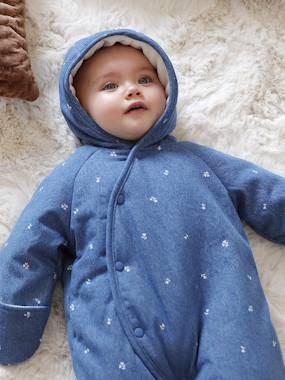 Denim Pramsuit with All-Over Print, for Newborns - vertbaudet enfant Denim Pramsuit with All-Over Print, for Newborns - vertbaudet enfant