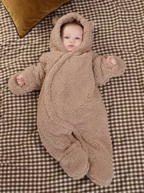 Pramsuit in Faux Fur with Ears - vertbaudet enfant -Pramsuit in Faux Fur with Ears