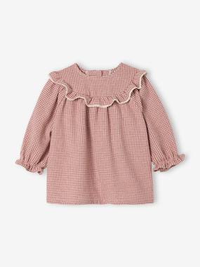 Dress in Gingham Flannel for Newborns - vertbaudet enfant -Dress in Gingham Flannel for Newborns