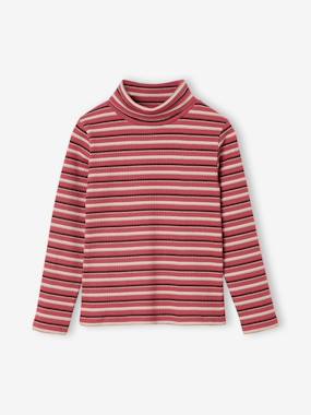 Polo Neck Top in Rib Knit for Girls - vertbaudet enfant Girls-Polo Neck Top in Rib Knit for Girls