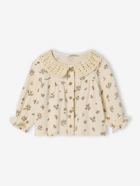 Baby's printed blouse with crochet collar - vertbaudet enfant Baby's printed blouse with crochet collar - vertbaudet enfant