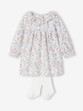 Ensemble naissance robe imprimée à fleurs + collants - vertbaudet enfant Ensemble naissance robe imprimée à fleurs + collants - vertbaudet enfant