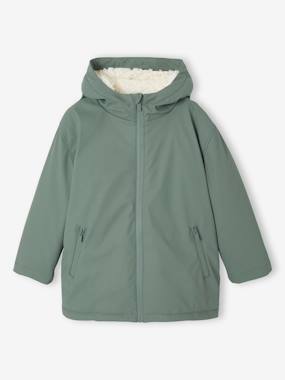 Raincoat with Hood & Sherpa Lining for Boys - vertbaudet enfant Boys-Raincoat with Hood & Sherpa Lining for Boys