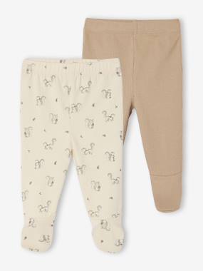 Pack of 2 Footed Trousers for Newborns - vertbaudet enfant Baby-Trousers & Jeans-Pack of 2 Footed Trousers for Newborns