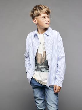 Striped Long-Sleeved Shirt for Boys, Jonen - vertbaudet enfant -Striped Long-Sleeved Shirt for Boys, Jonen