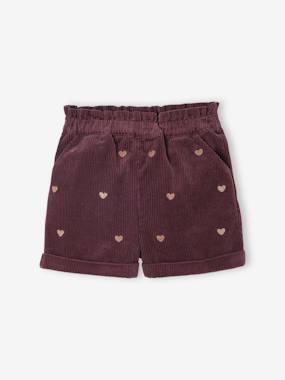 Girl's velvet shorts with embroidered sparkly heart detail - vertbaudet enfant -Girl's velvet shorts with embroidered sparkly heart detail