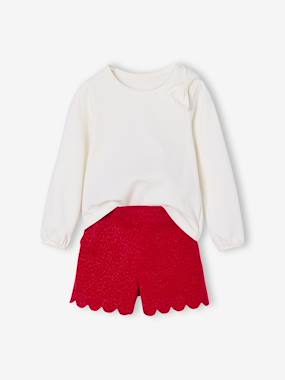 Ensemble fille noël t-shirt et short velours pailleté - vertbaudet enfant