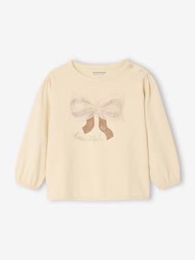 Long-Sleeved T-Shirt with Tulle Bow for Babies - vertbaudet enfant -Long-Sleeved T-Shirt with Tulle Bow for Babies