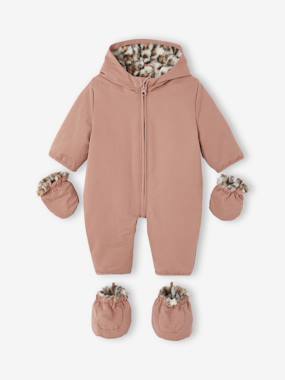 Pramsuit Lined in Faux Leopard Fur for Newborns - vertbaudet enfant -Pramsuit Lined in Faux Leopard Fur for Newborns