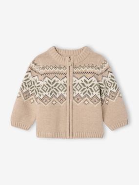 Jacquard knit zipped cardigan for babies - vertbaudet enfant Jacquard knit zipped cardigan for babies - vertbaudet enfant