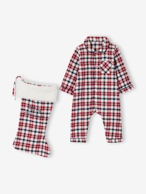 Chequered Jumpsuit + Socks Set for Newborns - vertbaudet enfant Chequered Jumpsuit + Socks Set for Newborns - vertbaudet enfant