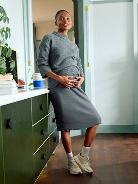Ribbed knit maternity midi pencil skirt - vertbaudet enfant -Ribbed knit maternity midi pencil skirt