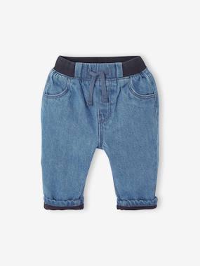 Lined Jeans with Elasticated Waistband, for Babies - vertbaudet enfant Baby-Trousers & Jeans-Lined Jeans with Elasticated Waistband, for Babies