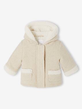 Wool blend coat for babies with iridescent effect and faux fur lining - vertbaudet enfant Wool blend coat for babies with iridescent effect and faux fur lining - vertbaudet enfant
