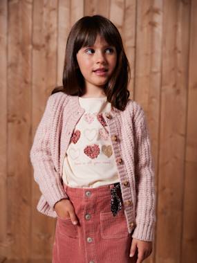 Loose-Fitting Soft Knit Cardigan for Girls - vertbaudet enfant -Loose-Fitting Soft Knit Cardigan for Girls