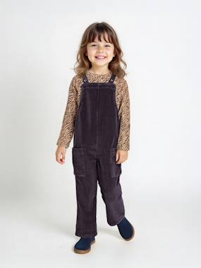 Ensemble fille tee-shirt et salopette velours - vertbaudet enfant