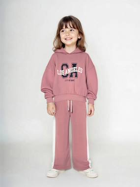 Hooded Sweatshirt + Wide-Leg Joggers Sportswear Set - vertbaudet enfant Girls-Hooded Sweatshirt + Wide-Leg Joggers Sportswear Set