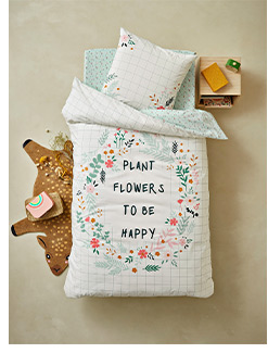 Children's Duvet Cover + Pillowcase Set, Organic Collection, Floral - white