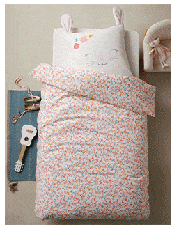 The outfit Children's Duvet Cover + Pillowcase Set, LAPIN ROMANTIQUE + Fitted Sheet, LAPIN ROMANTIQUE