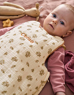 Gigoteuse sans manches en gaze de coton personnalisable GRENIER - écru / multicolore