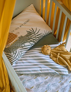 Taie d'oreiller bébé TREK Oeko-Tex® - blanc imprimé