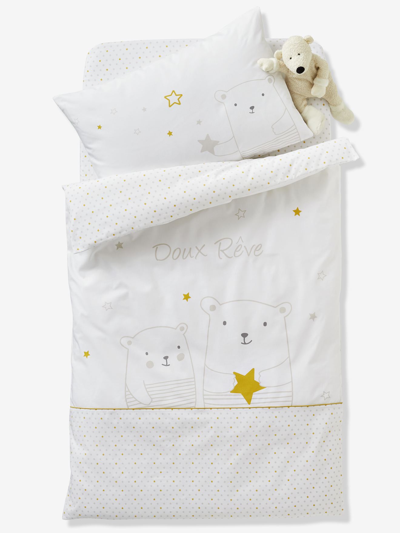 Duvet Cover For Babies Dreamin Of Stars Theme White Light Solid