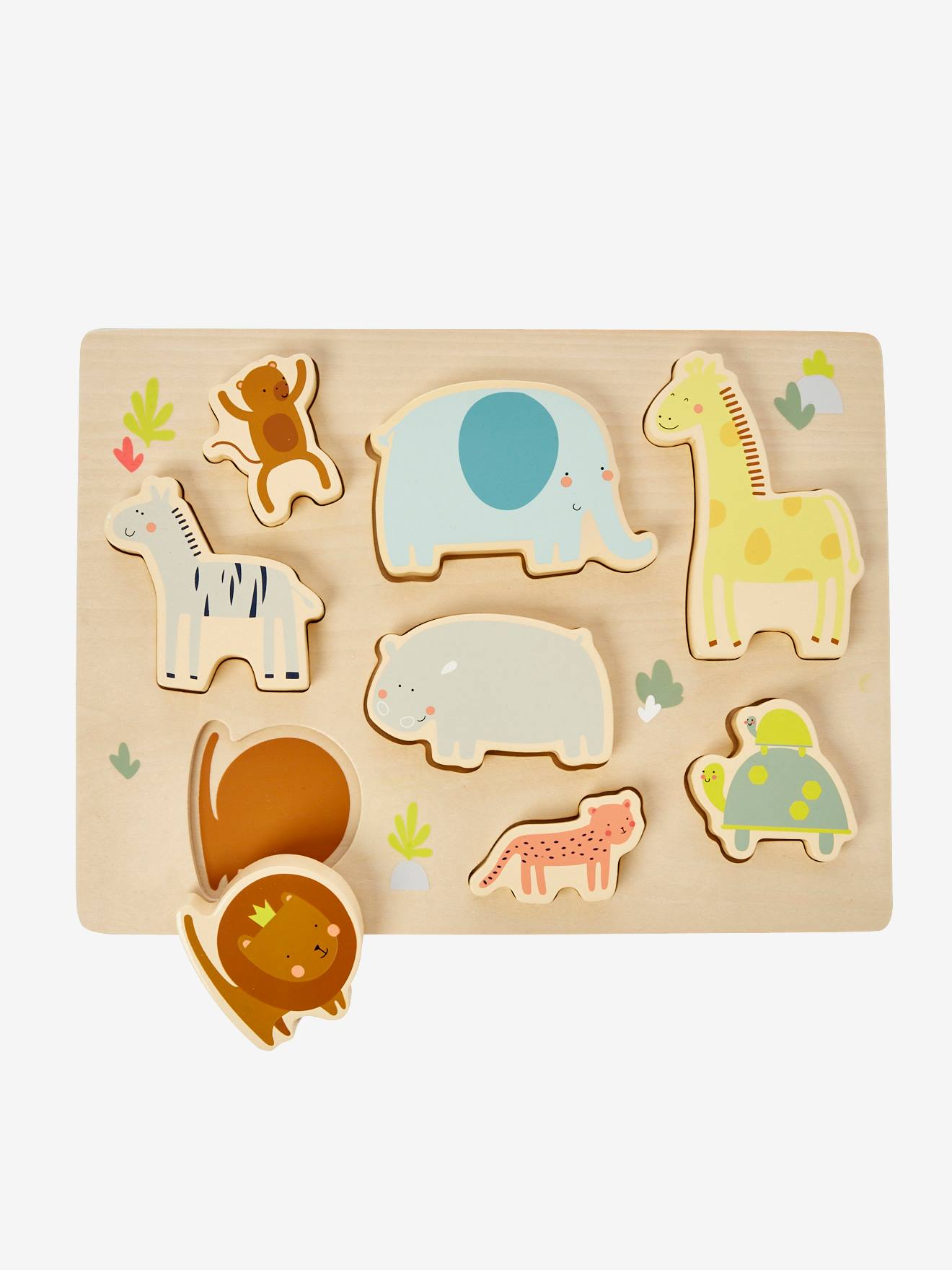Puzzle Coulissant En Bois 'Tanzanie' - 8 Pièces, Plateau Tête De Tigre, 21x21 Cm - Jeu De Logique Pour Enfants Dès 3 Ans
