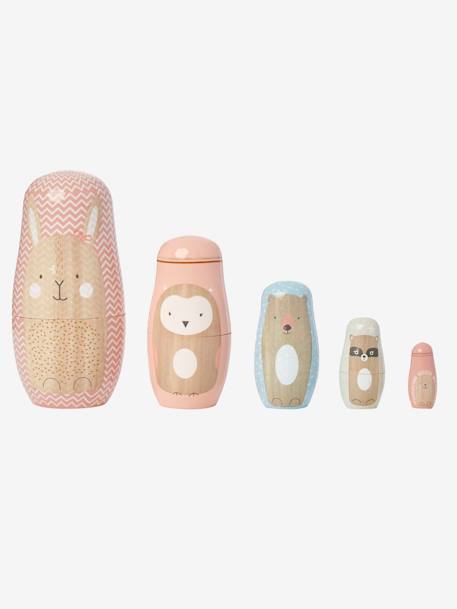 Wooden Animal Nesting Dolls Pink Medium 2 Color Multicol Toys