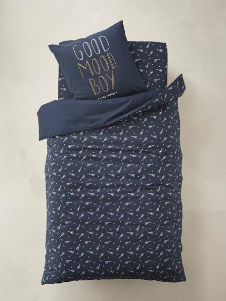 Children S Duvet Cover Pillowcase Set Rock Star Blue Dark